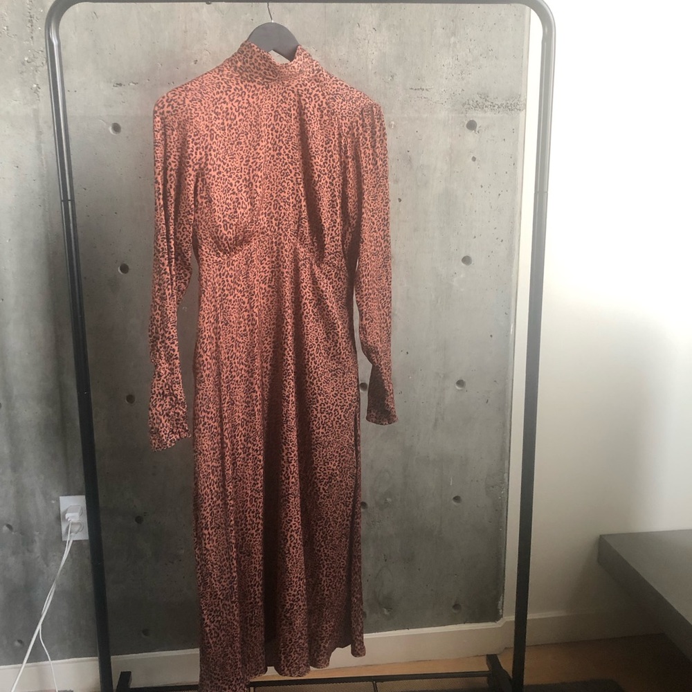 NWOT Free People Satin Cheetah Midi Dress